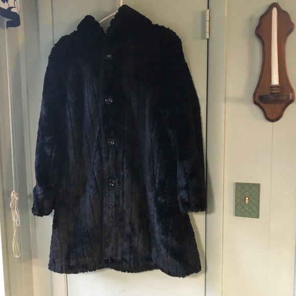 Orvis Reversible Coat Faux Fur Button Front - Picture 5 of 12